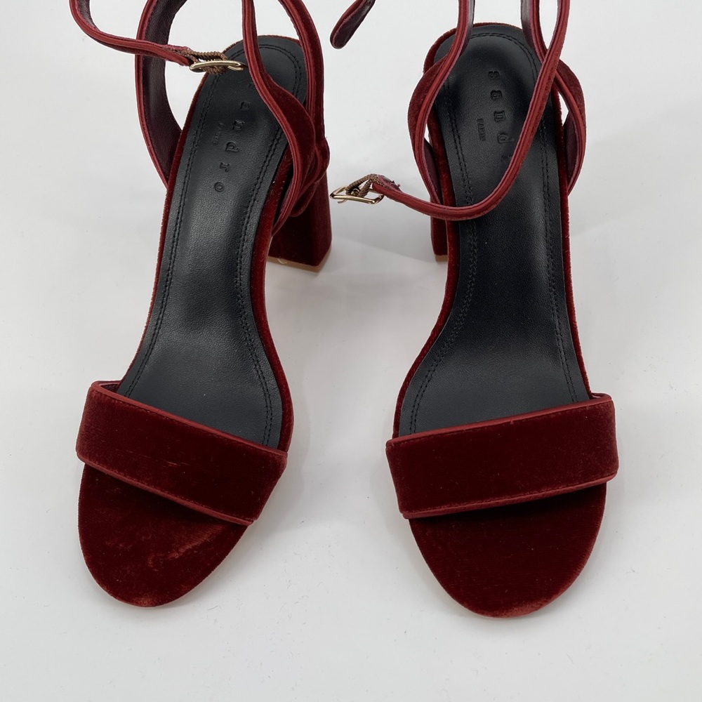 New Sandro Paris 40/US 9 Velvet Heel Sandals Shoe - Picture 8 of 9